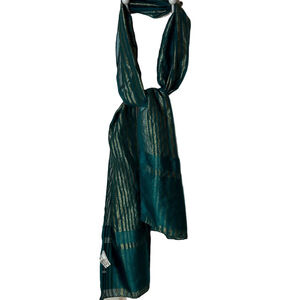 short green and metallic gold fashion scarf made in Italy